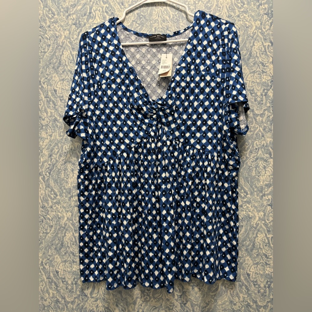 Lane Bryant Blue and White Illusion Collection Top Blouse Size 18/20 NWT